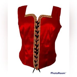 Corset Handmade red & gold corset top Size M
